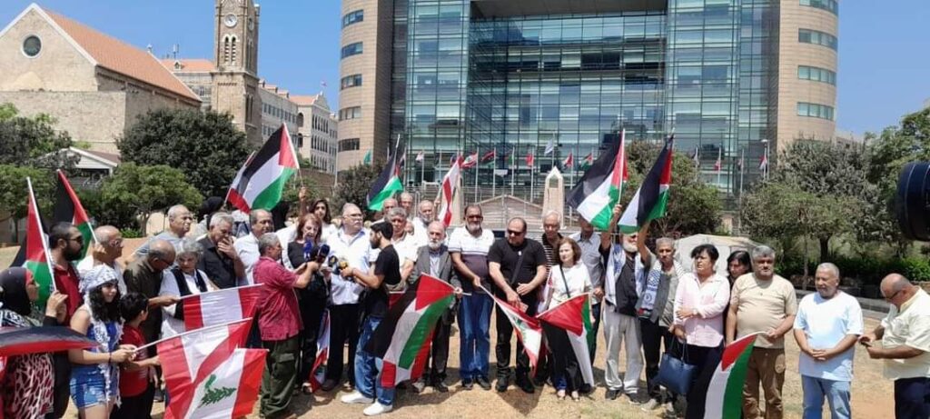 وفدٌ من اتحاد نقابات عمَّال فلسطين -فرع لبنان يشارك في اعتصام لجنة المتابعة