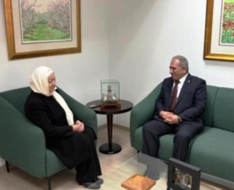 بهية الحريري تبحث مع السفير الفلسطيني الجديد أوضاع غزة والمخيمات في لبنان