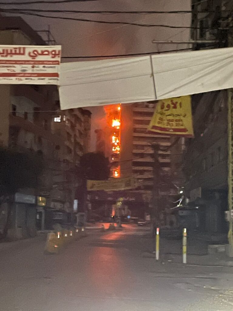 غارة على الضاحية الجنوبية لبيروت، استهدفت بئر العبد مبنى البنك الفرنسي