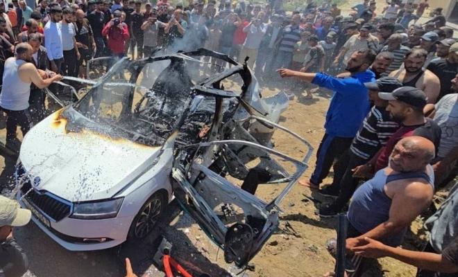 شهيد و4 إصابات في قصف إسرائيلي استهدف مركبة بدير البلح