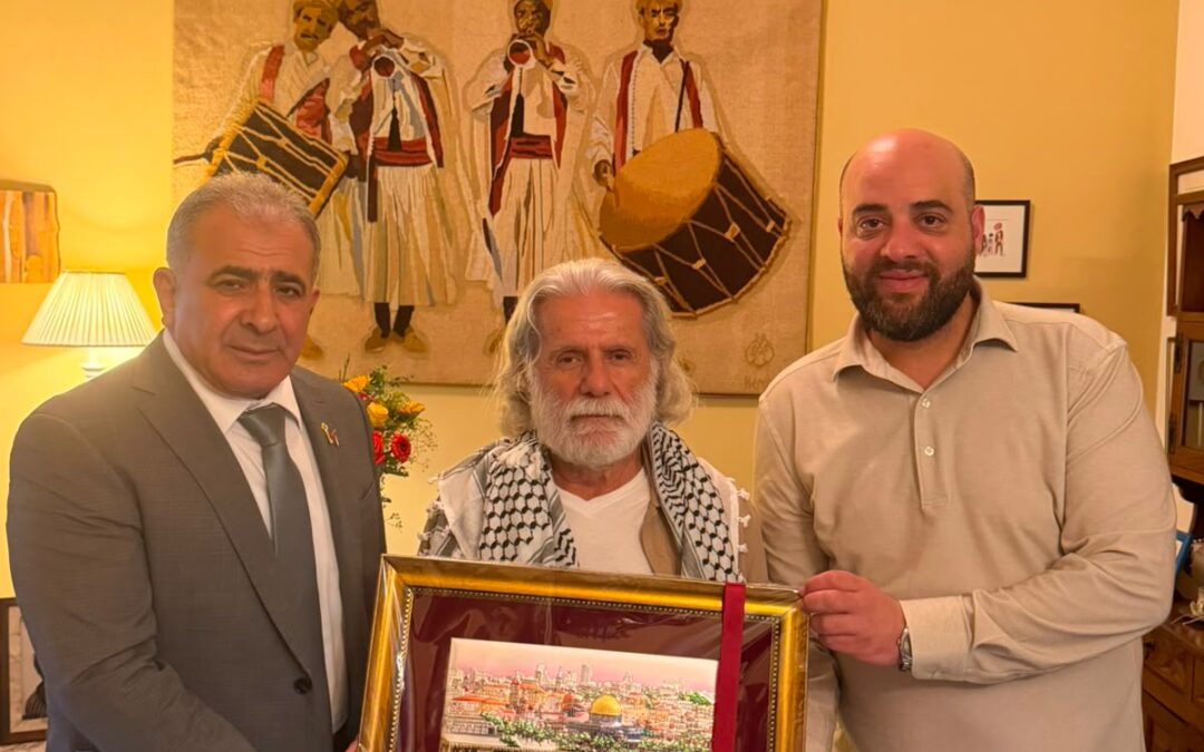 سفير دولة فلسطين لدى لبنان محمد الاسعد ونادي هلال القدس يكرمان الفنان العربي الكبير مارسيل خليفة  بيروت 17-8-2026
