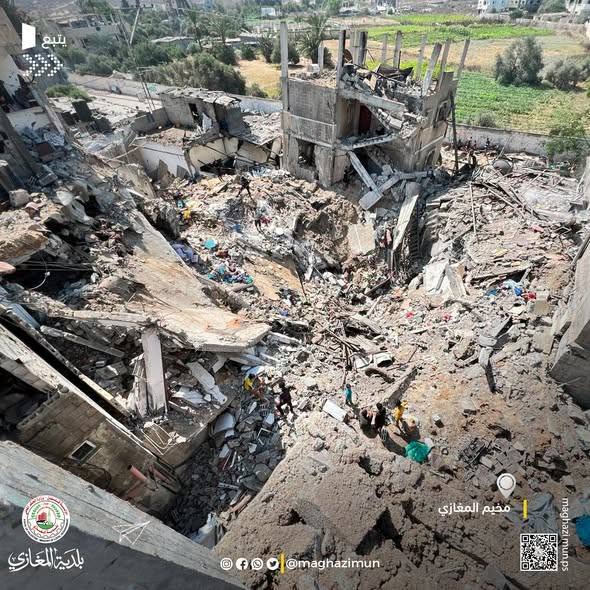 “الطواقم الهندسية  ببلدية المغازي تتفقد موقع المربع السكني المدمر شرق المخيم وتؤكد الحاجة إلى تدخل عاجل لدعم جهود إعادة التأهيل