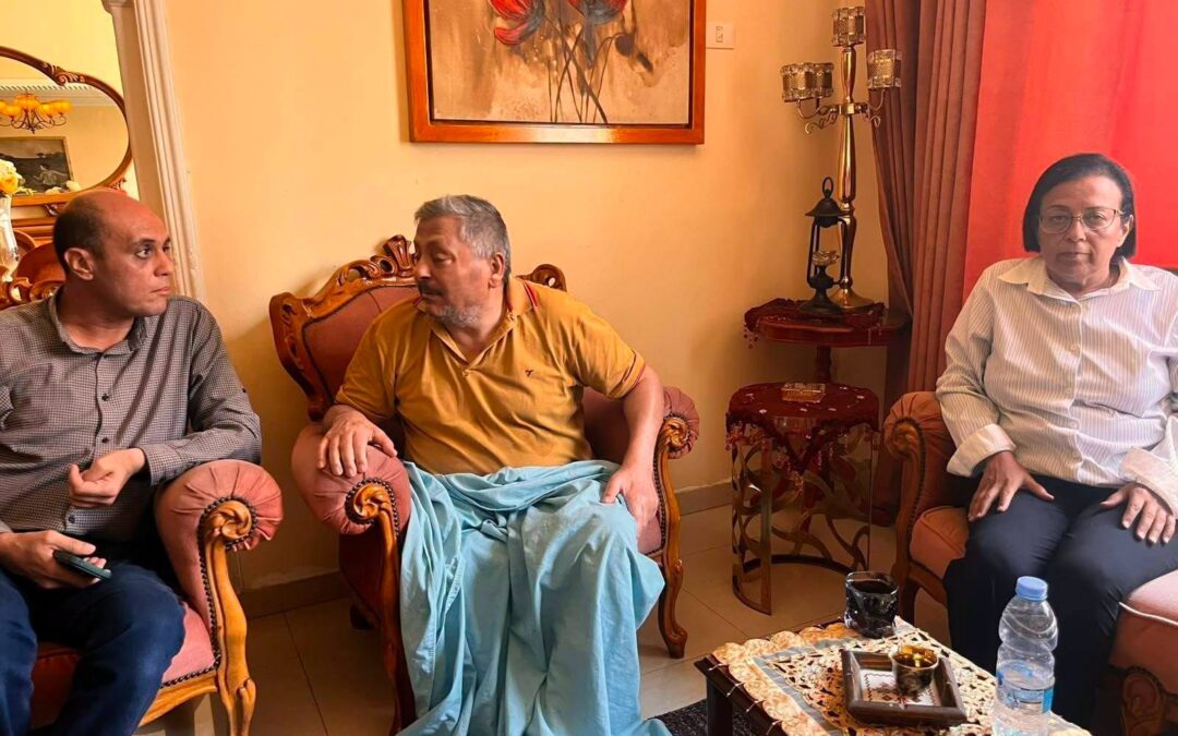 وفد من نقابة الصحفيين الفلسطينيين يزور الصحفي القدير زكريا التلمس،