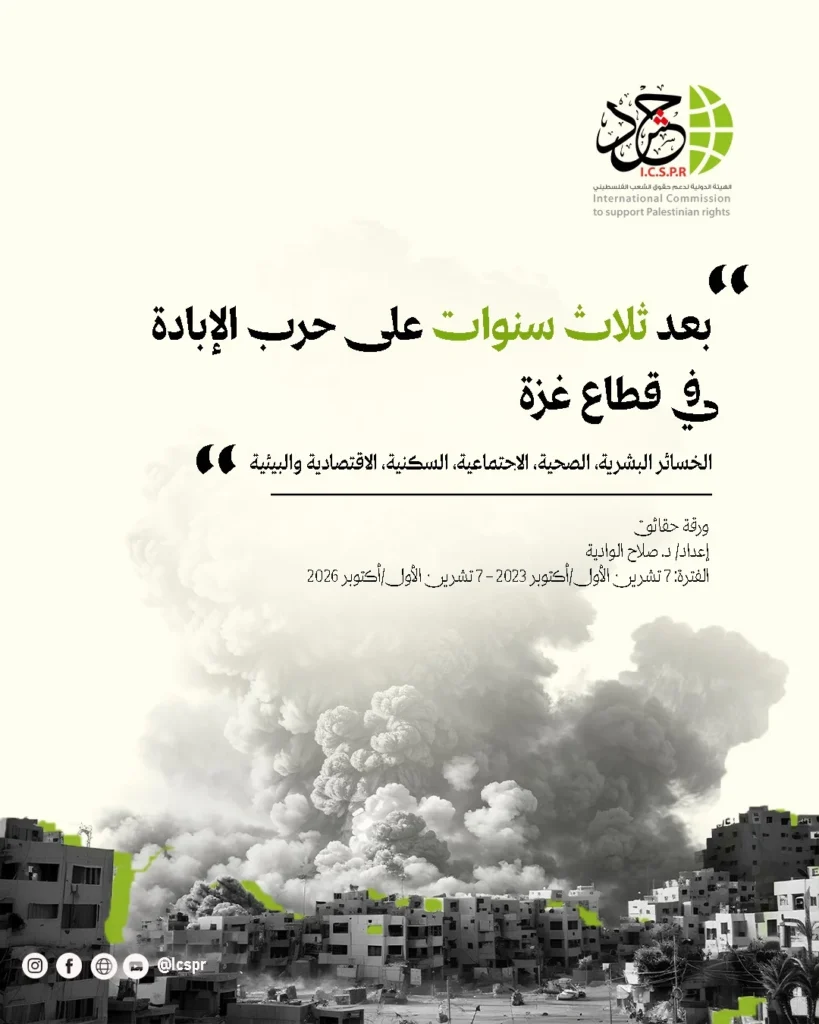 «حشد»: ثلاث سنوات على حرب الإبادة في غزة.. خسائر تتجاوز الضحايا والركام إلى تدمير مقومات الحياة ومستقبل المجتمع